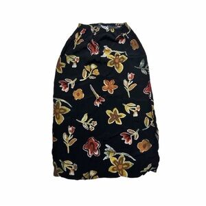 VTG 90s Clio Black Floral Midi Maxi Skirt Size XS S